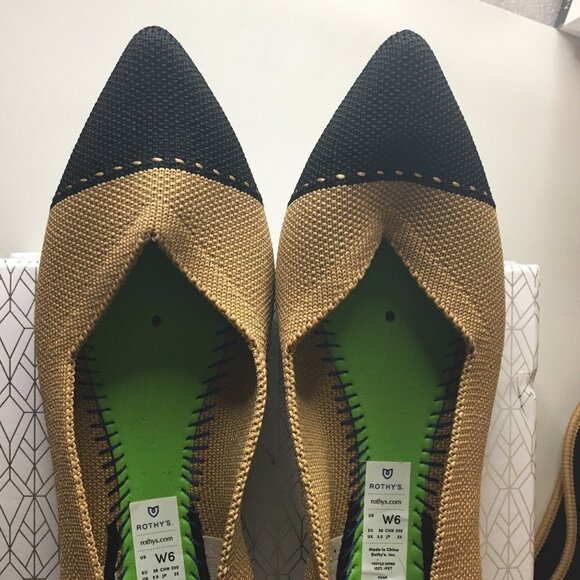 ROTHY'S "The Point II" Camel Captoe Knit Fabric Slip On Ballet Flats 🌷 NEW!! - Picture 9 of 16